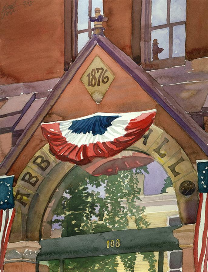 Abbot Hall July 4th – en plein air watercolor painting of building and architecture by Frank Costantino Abbot Hall July 4th - en plein air watercolor painting of building and architecture by Frank Costantino