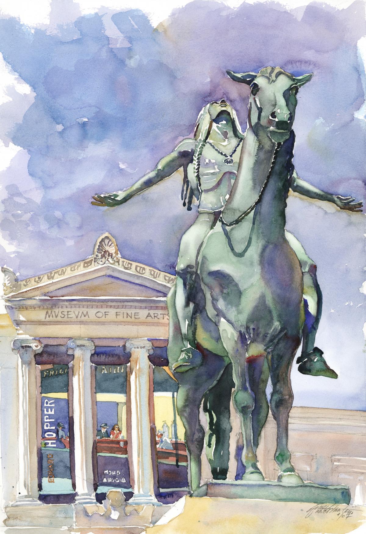 Appeal of the Arts- MFA – watercolor painting of sculpture by Frank Costantino Appeal of the Arts- MFA - watercolor painting of sculpture by Frank Costantino