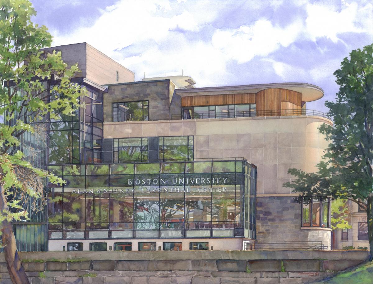 Boston University, Leventhal Center – watercolor architectural illustration and painting of building – by Frank Costantino Boston University, Leventhal Center - watercolor architectural illustration and painting of building - by Frank Costantino
