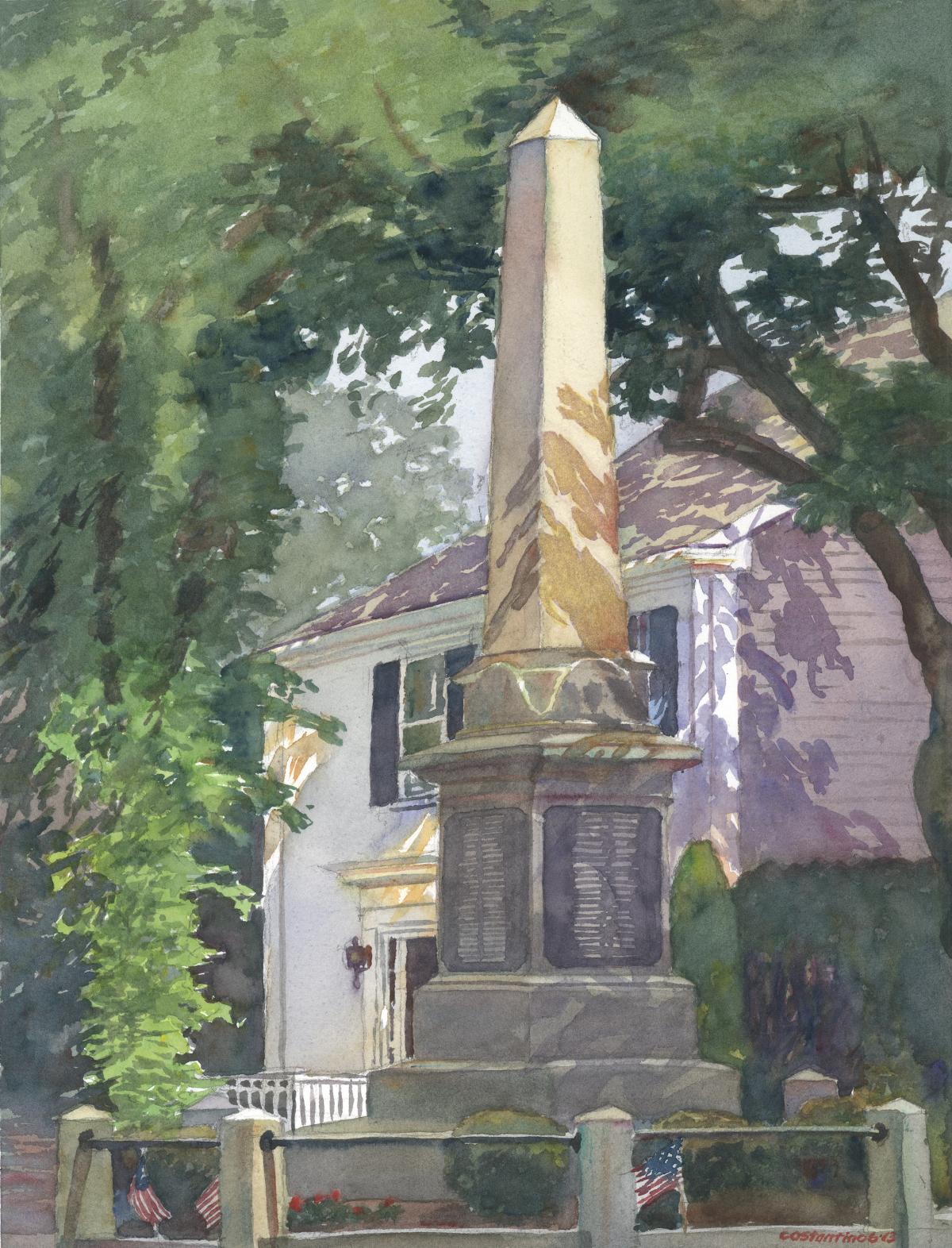 Civil War Monument - en plein air watercolor landscape painting by Frank Costantino