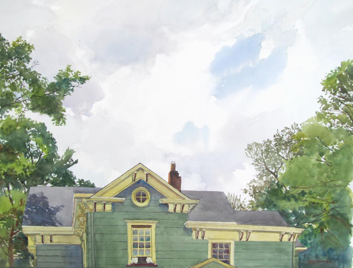 Hanson House SW Cornice – en plein air watercolor landscape painting by Frank Costantino Hanson House SW Cornice - en plein air watercolor landscape painting by Frank Costantino