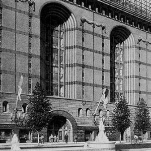 Harold Washington Library, Chicago - black and white pencil architectural illustration rendering by Frank Costantino