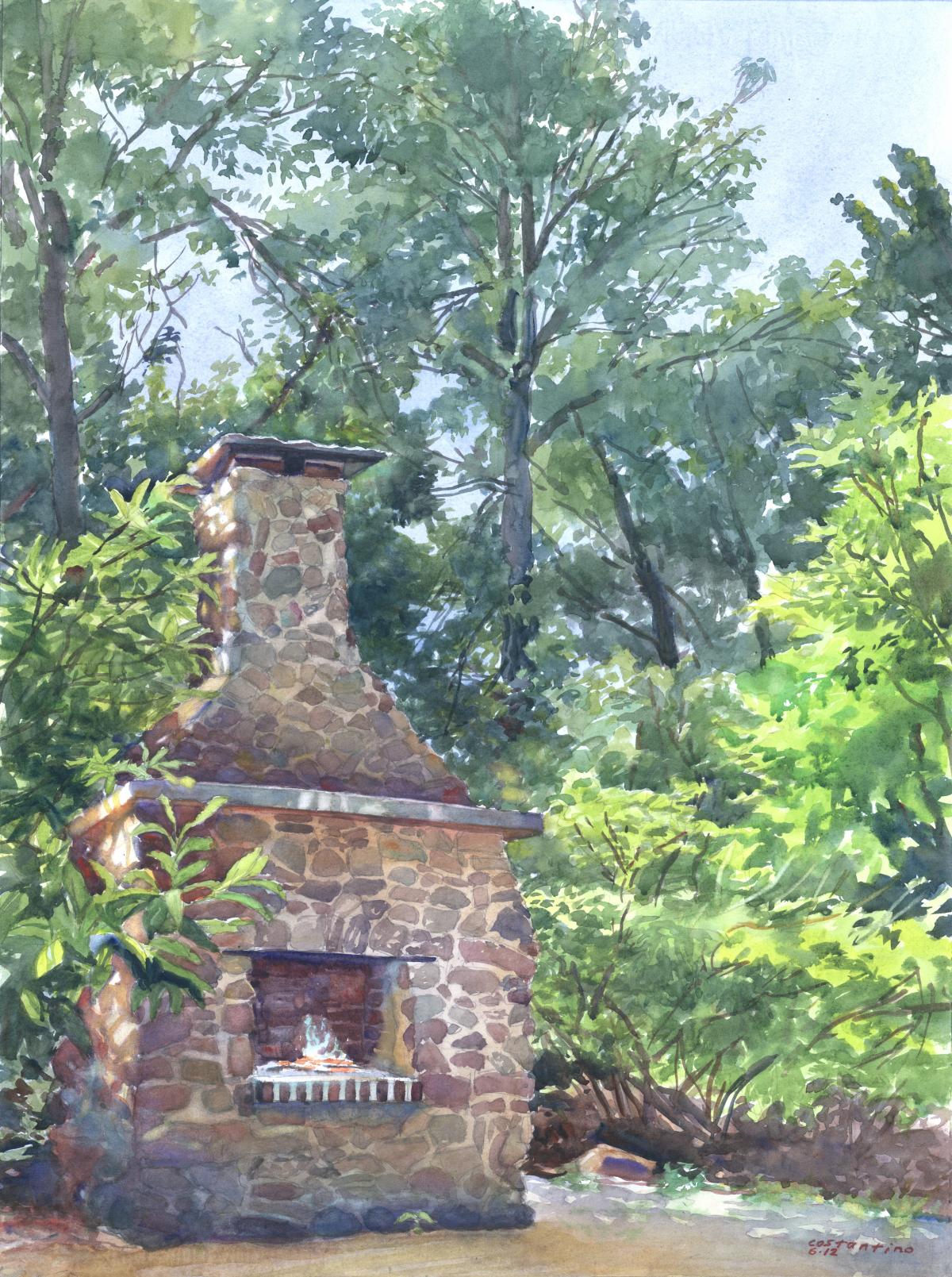 Historic Hearth- Hanson House – en plein air watercolor landscape painting by Frank Costantino Historic Hearth- Hanson House - en plein air watercolor landscape painting by Frank Costantino