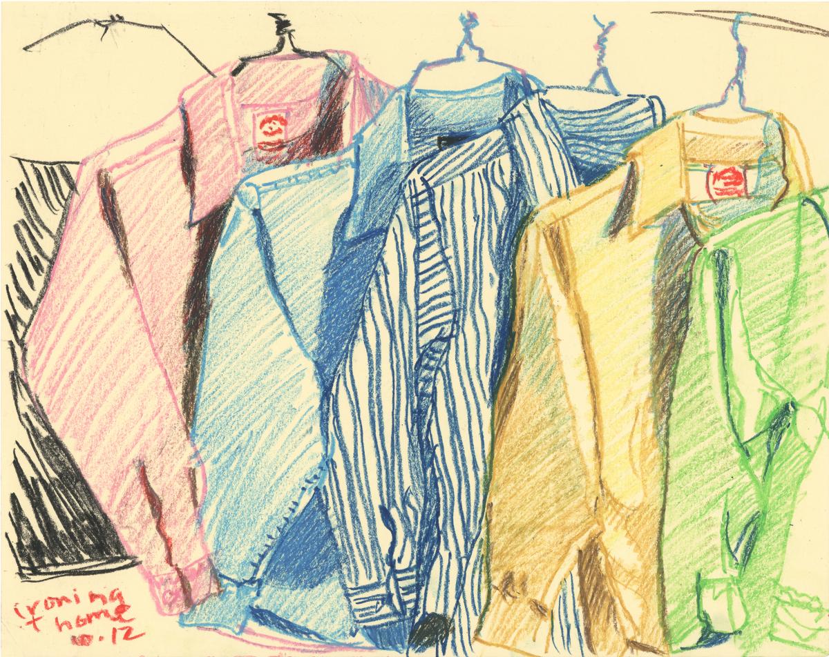 Ironing at Home I -oil pastel still life drawing by Frank Costantino Ironing at Home I -oil pastel still life drawing by Frank Costantino