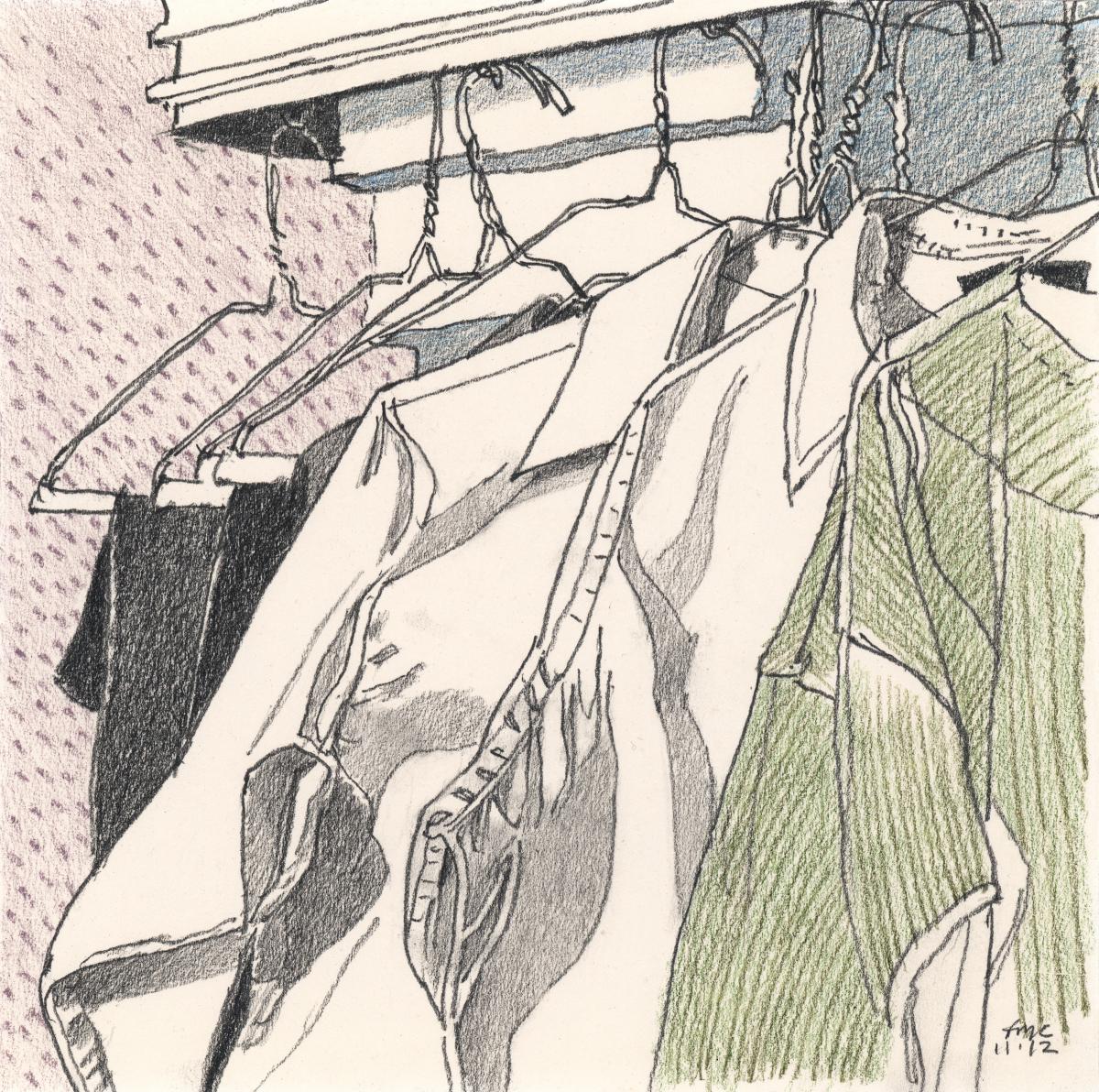 Ironing’s Interlude – oil pastel still life drawing by Frank Costantino Ironing's Interlude - oil pastel still life drawing by Frank Costantino