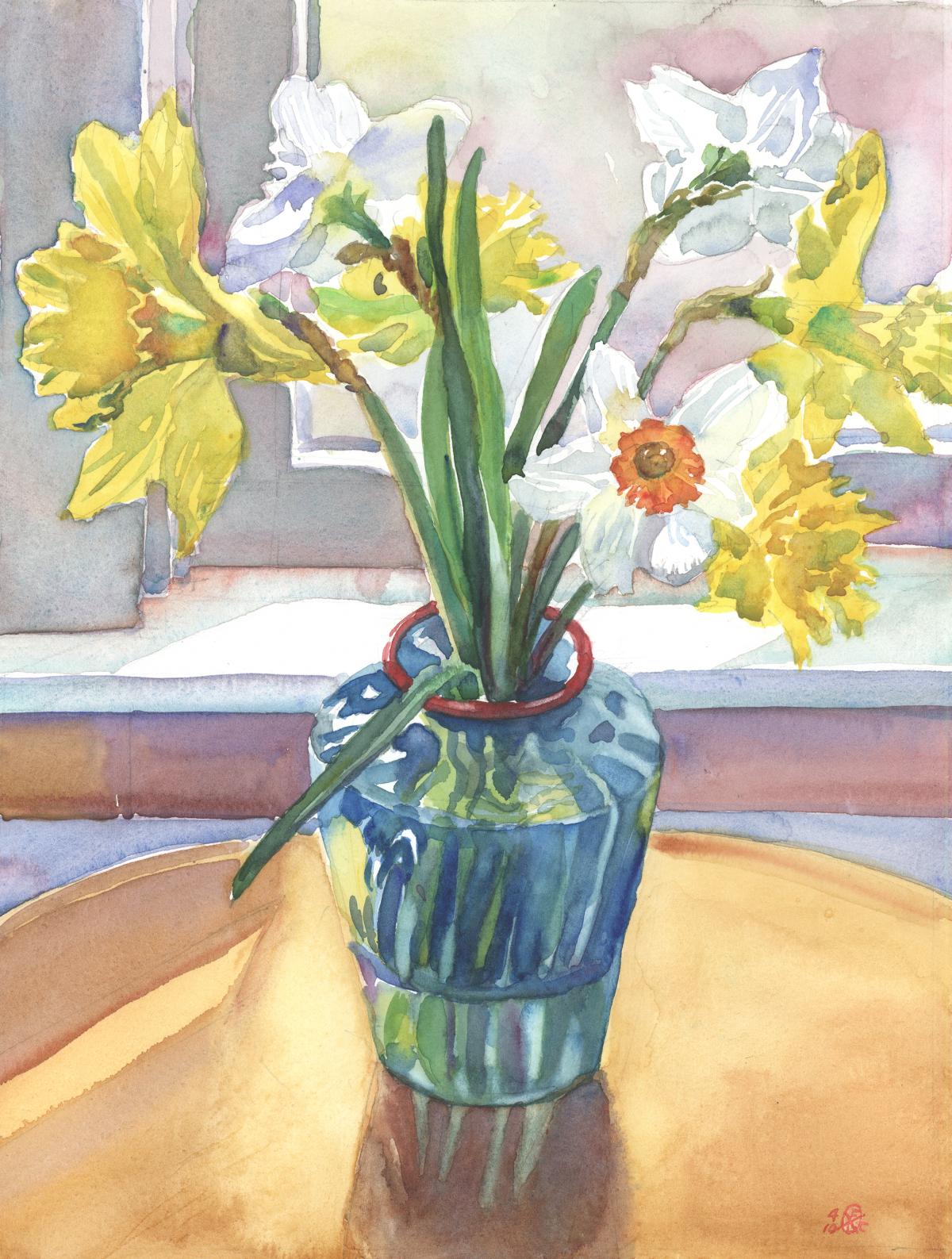 Jonquil Septet - watercolor floral painting by Frank Costantino