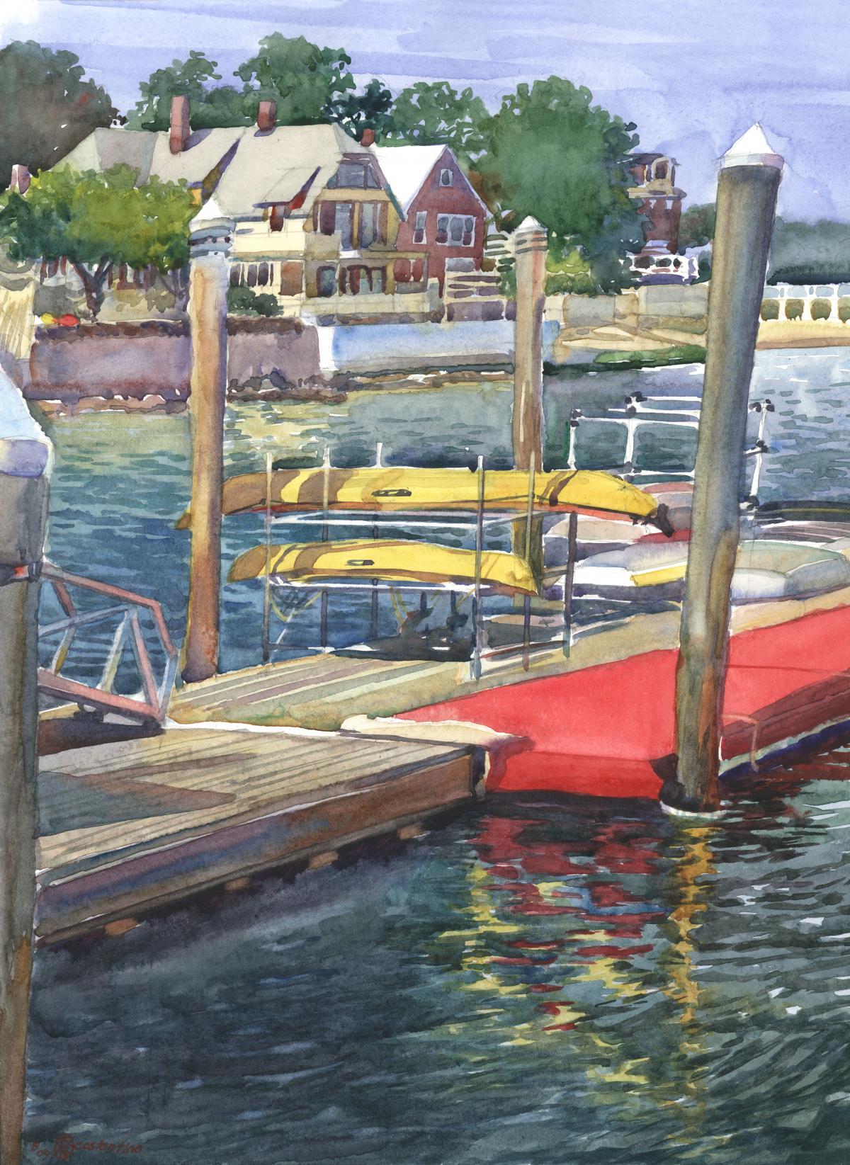 Kayaks Off the Carpet – en plein air watercolor seascape painting with boats by Frank Costantino Kayaks Off the Carpet - en plein air watercolor seascape painting with boats by Frank Costantino