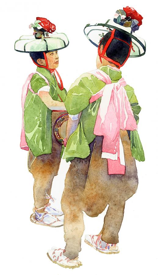 O-Bon Duo – watercolor figure painting by Frank Costantino O-Bon Duo - watercolor figure painting by Frank Costantino