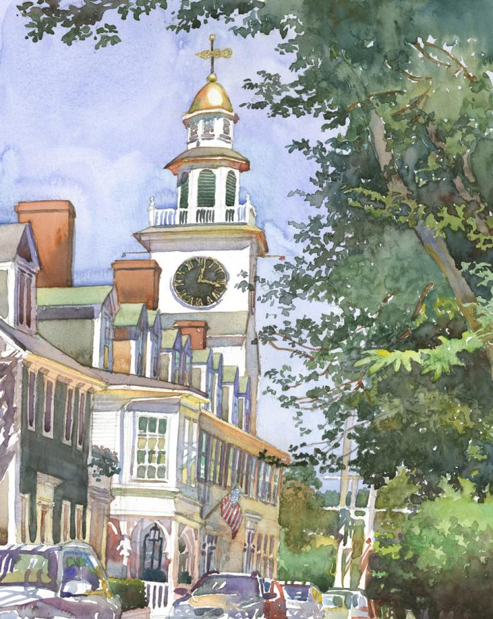 Orange Street Church – en plein air watercolor landscape building painting by Frank Costantino Orange Street Church - en plein air watercolor landscape building painting by Frank Costantino