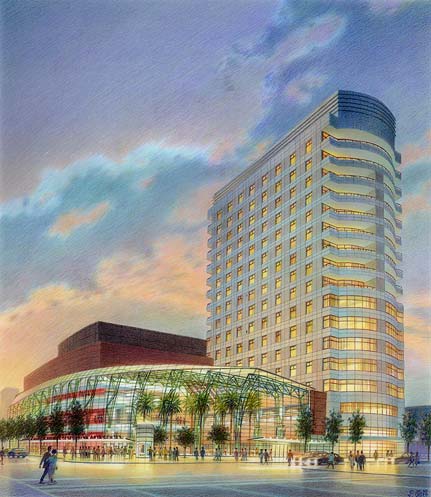 Schuster Performing Arts Center, Dayton, OH - colored pencil architectural illustration rendering by Frank Costantino