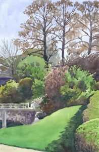 Spring Sunscape - en plein air watercolor landscape painting by Frank Costantino