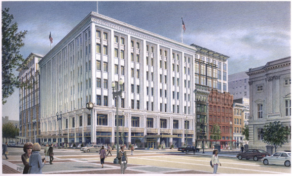 Terrell Place, Washington D.C. _ Office Restoration Addition - colored pencil architectural illustration rendering by Frank Costantino