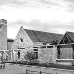 WestSide Presbyrterian Church - black and white pencil architectural illustration rendering by Frank Costatino